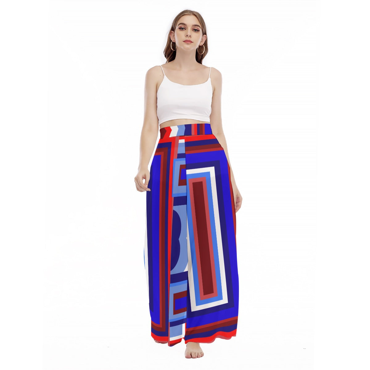 America the Beautiful- (Design 1) Women's High Waist Wide Leg Trousers