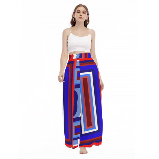 America the Beautiful- (Design 1) Women's High Waist Wide Leg Trousers