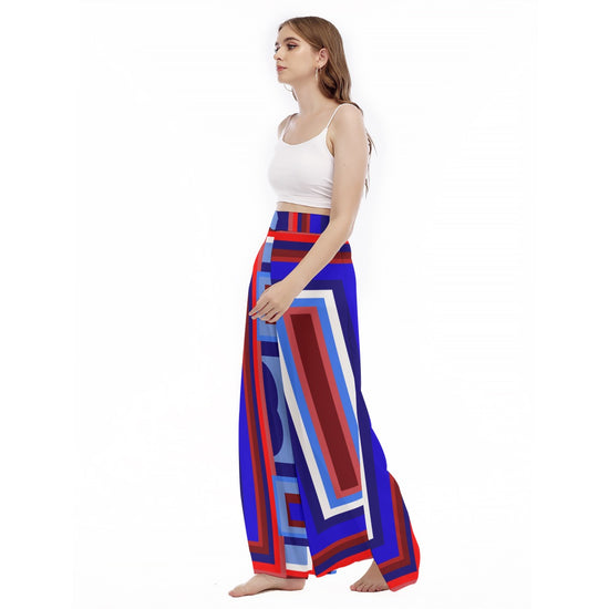 America the Beautiful- (Design 1) Women's High Waist Wide Leg Trousers