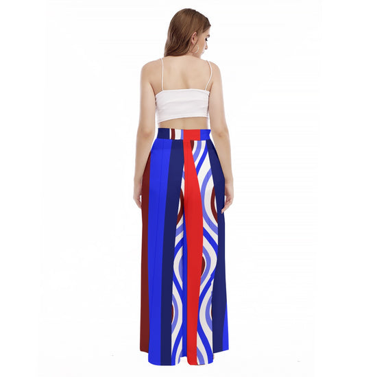 America the Beautiful- (Design 3) Women's High Waist Wide Leg Trousers