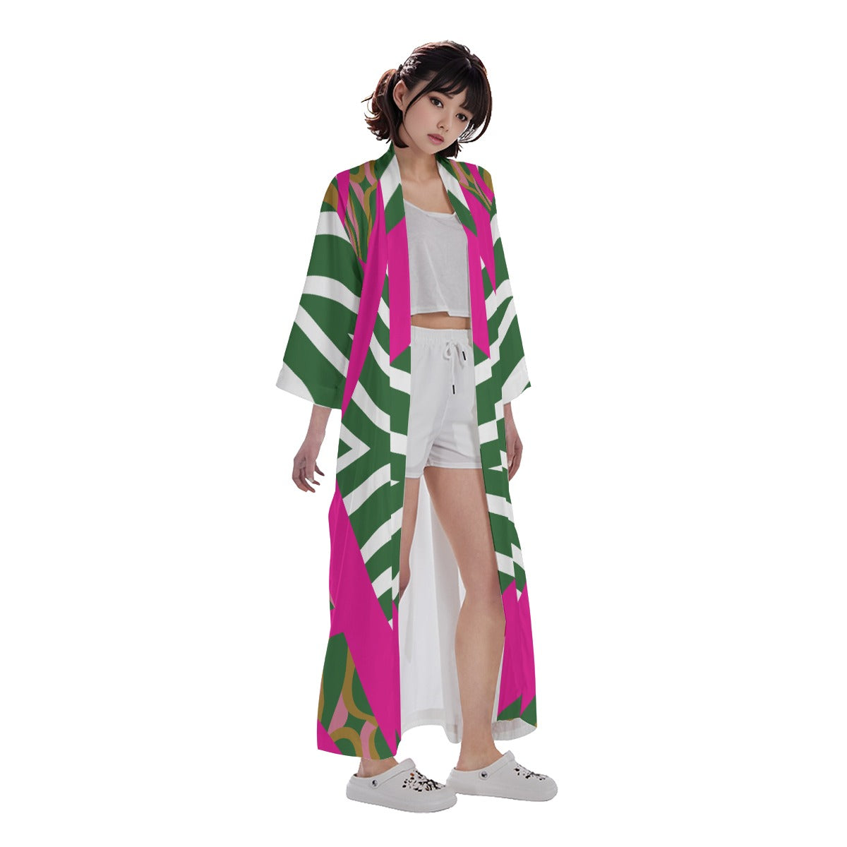 Abeni-  Long Satin Kimono Robe
