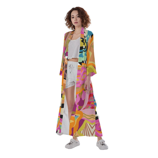 Essence of Abeille- Long Satin Kimono Robe