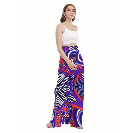 America the Beautiful- (Design 2) Women's High Waist Wide Leg Trousers