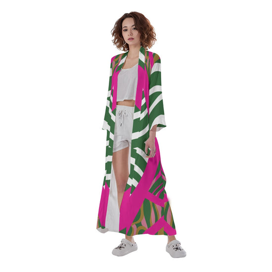 Abeni-  Long Satin Kimono Robe