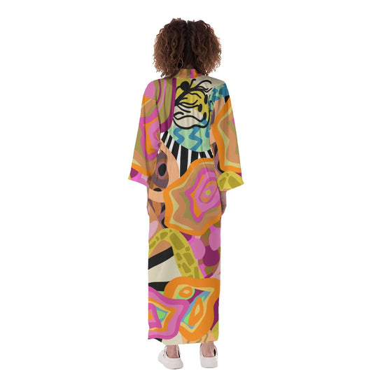 Essence of Abeille- Long Satin Kimono Robe