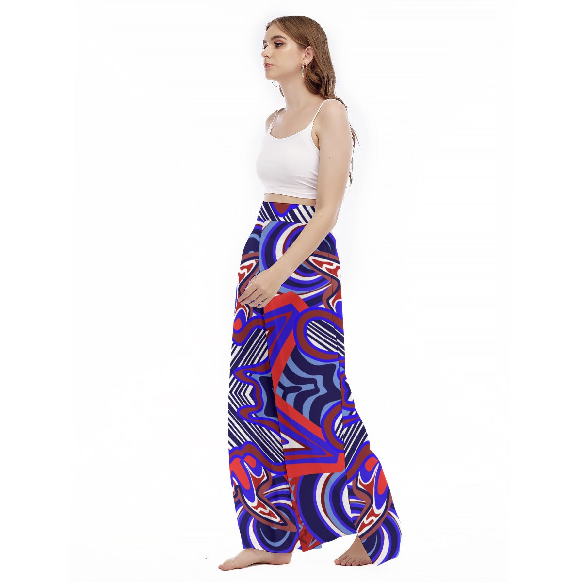 America the Beautiful- (Design 2) Women's High Waist Wide Leg Trousers