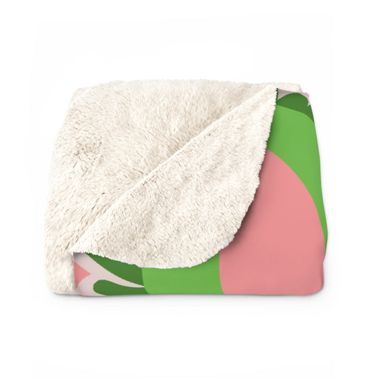 Pink & Green Clover Design- Sherpa Blanket