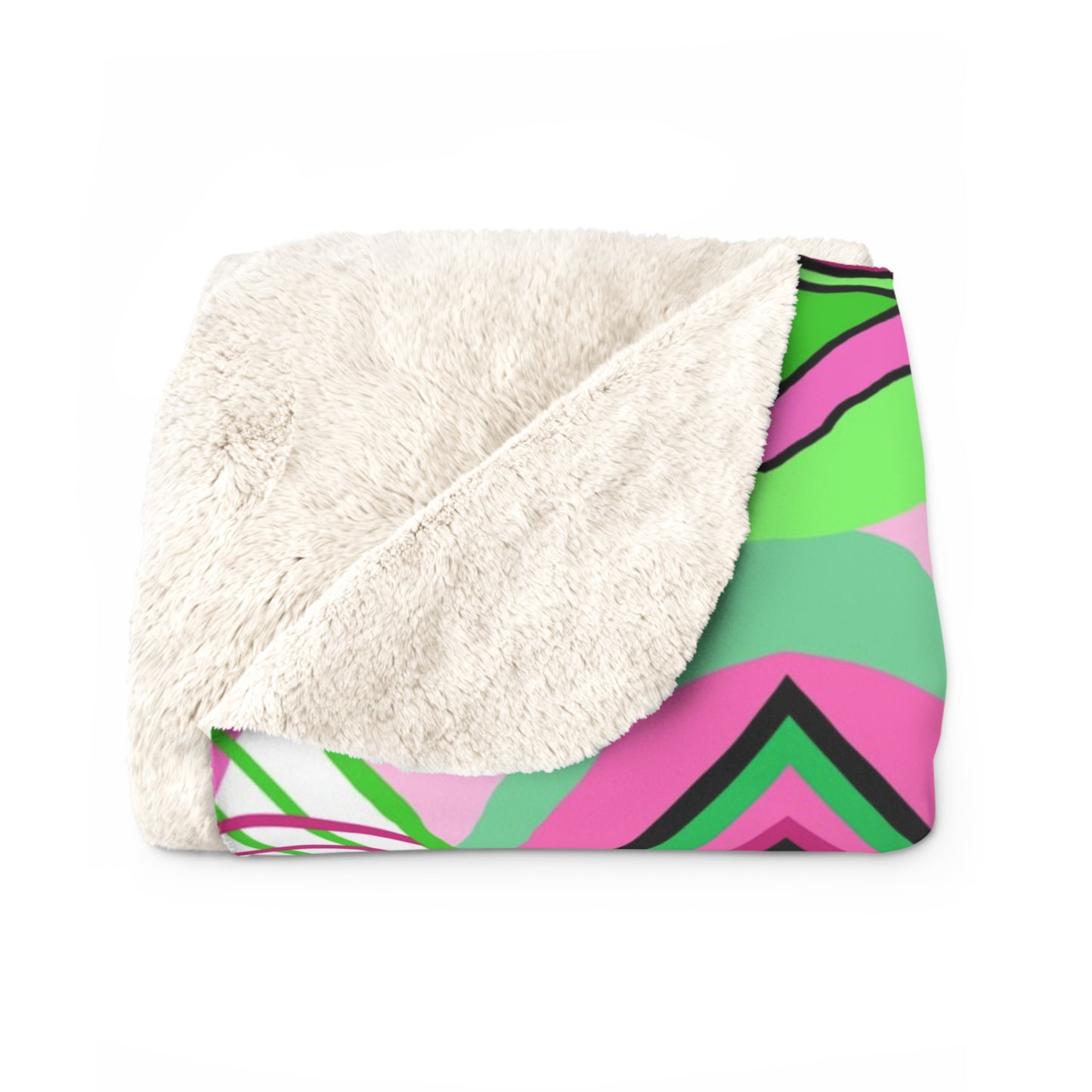 Pink & Green Scribbles Design- Sherpa Blanket