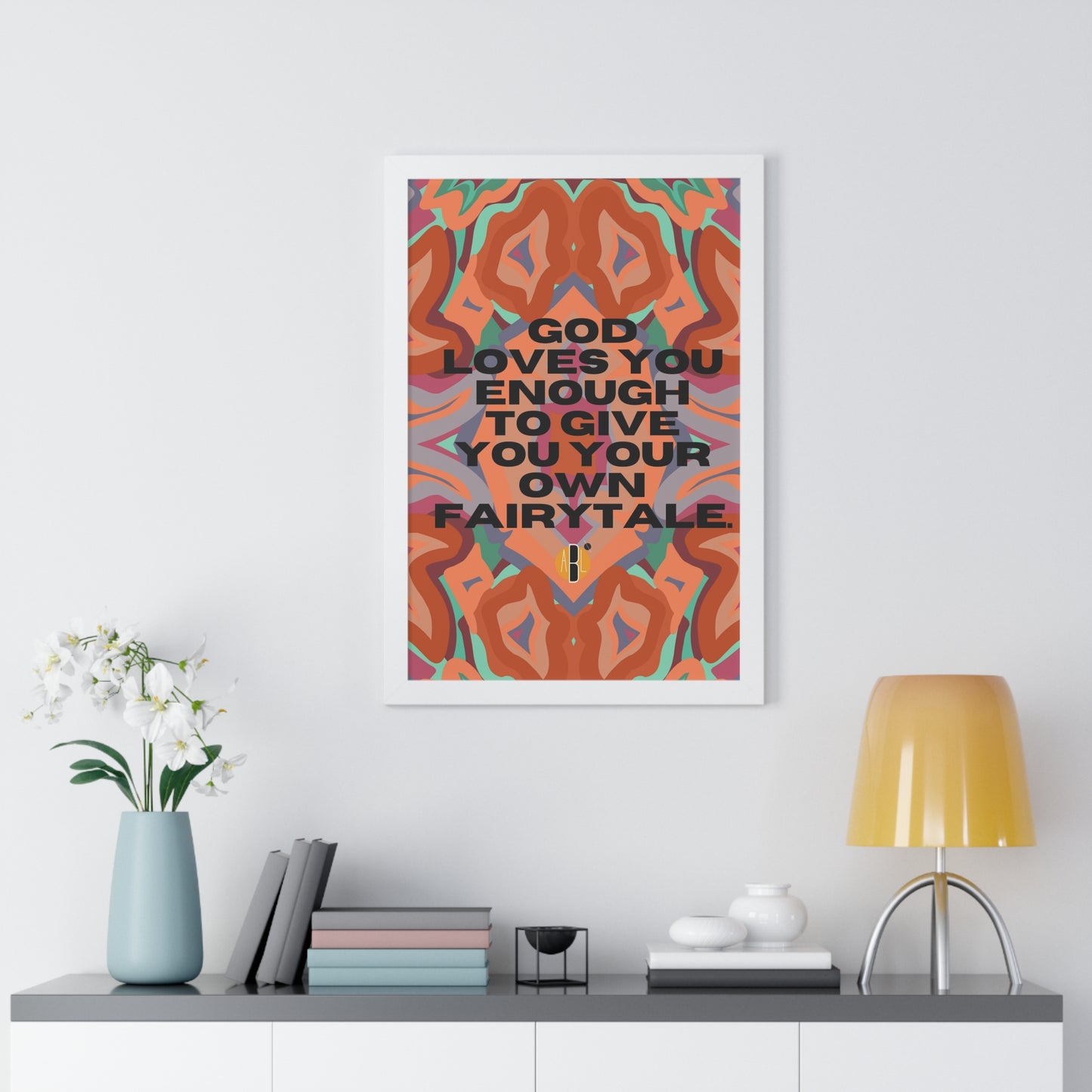 ABL Inspirational Framed Vertical Poster: " God loves..."