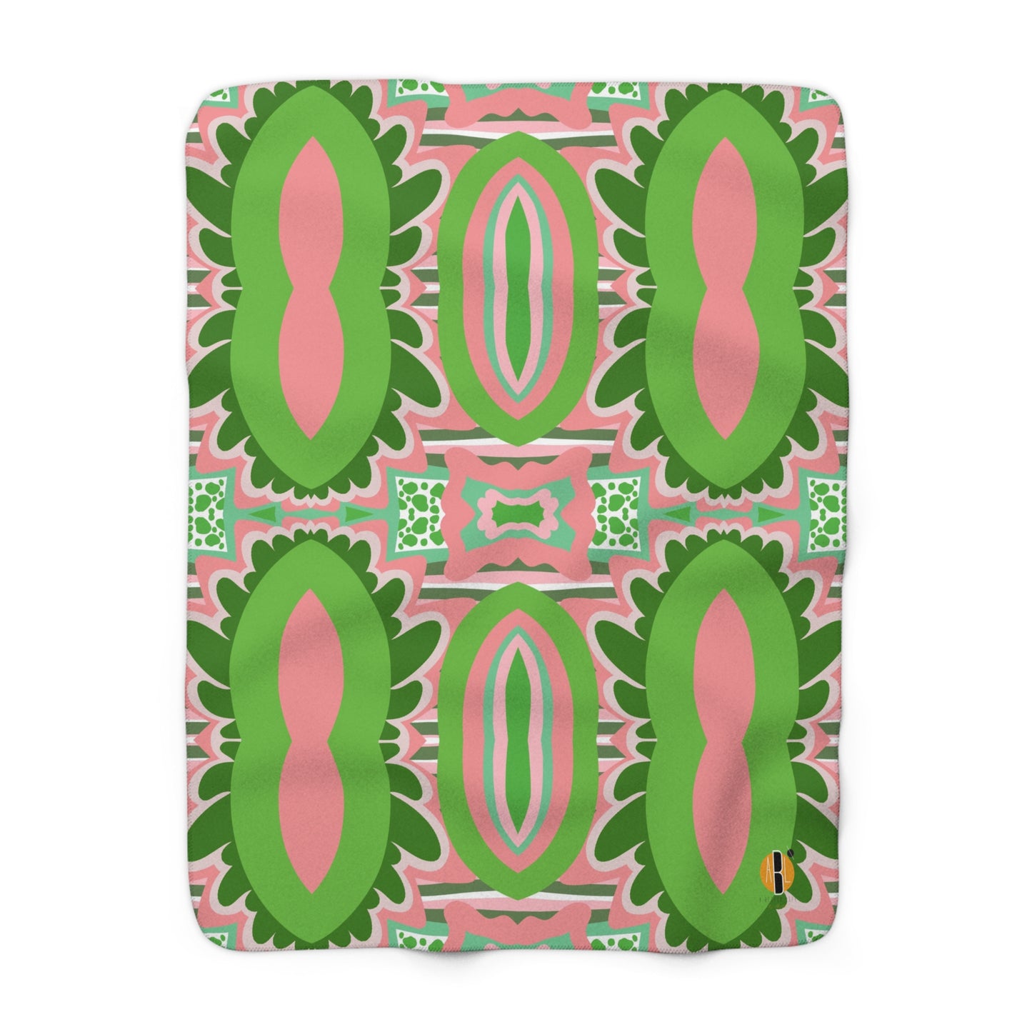 Pink & Green Clover Design- Sherpa Blanket