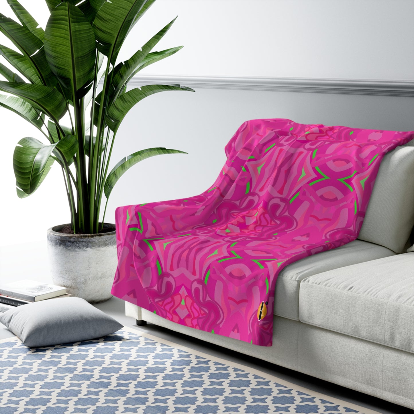 Pink and Green Lime Pop Design- Sherpa Blanket