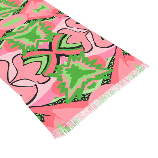 Pink & Green Clovers Delight- Light Scarf