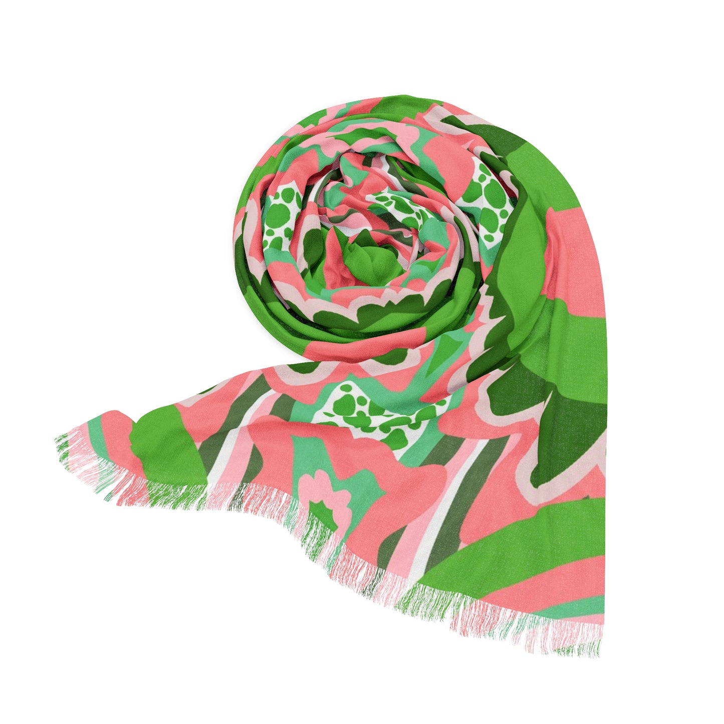 Pink & Green Clovers Design- Light Scarf