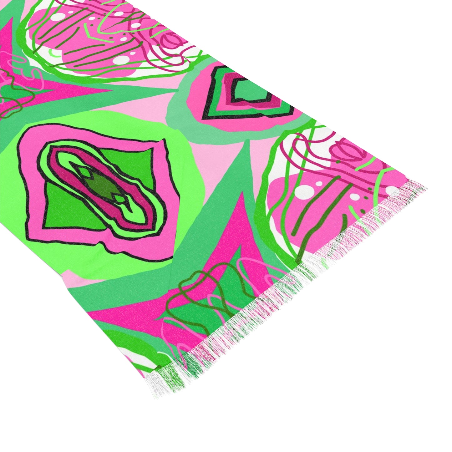 Pink & Green Scribbles Design- Light Scarf