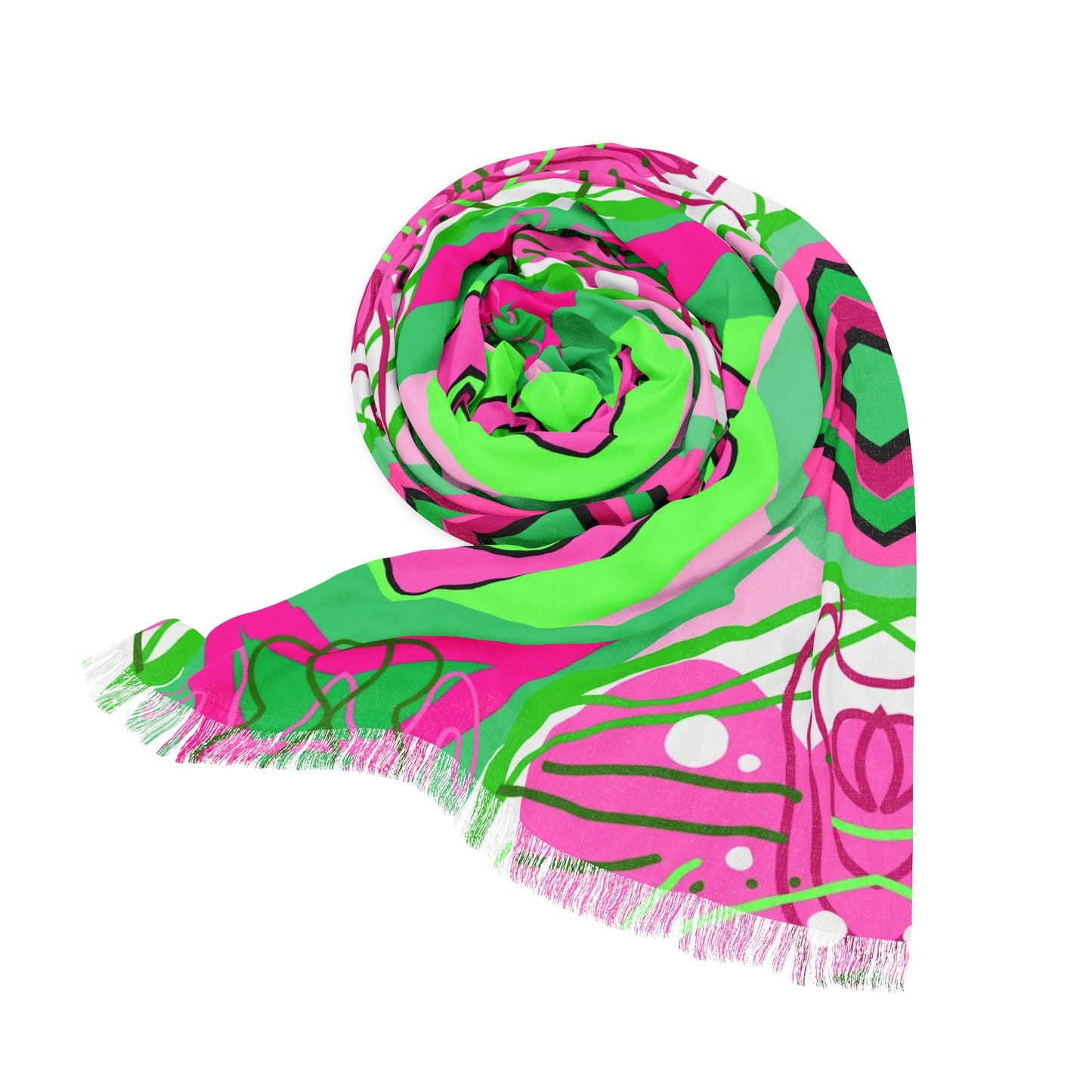 Pink & Green Scribbles Design- Light Scarf