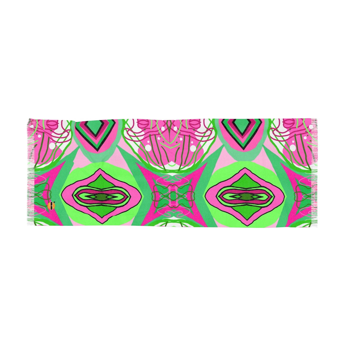 Pink & Green Scribbles Design- Light Scarf