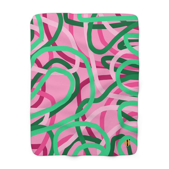 Pink and Green Changing Lines Design- Sherpa Blanket