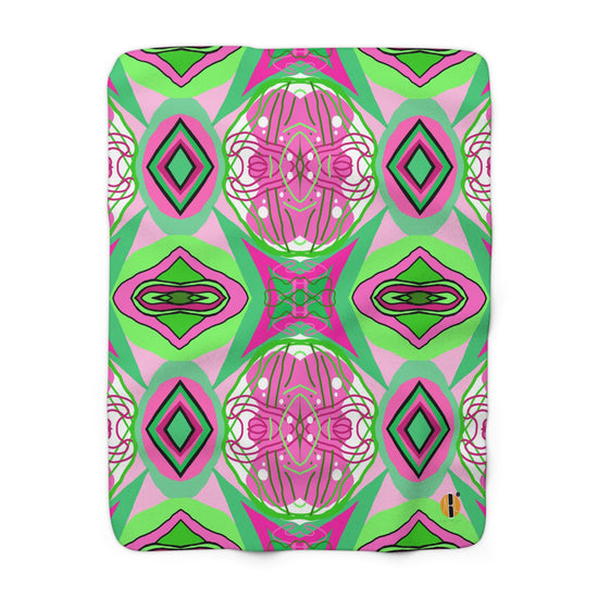 Pink & Green Scribbles Design- Sherpa Blanket