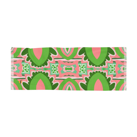 Pink & Green Clovers Design- Light Scarf