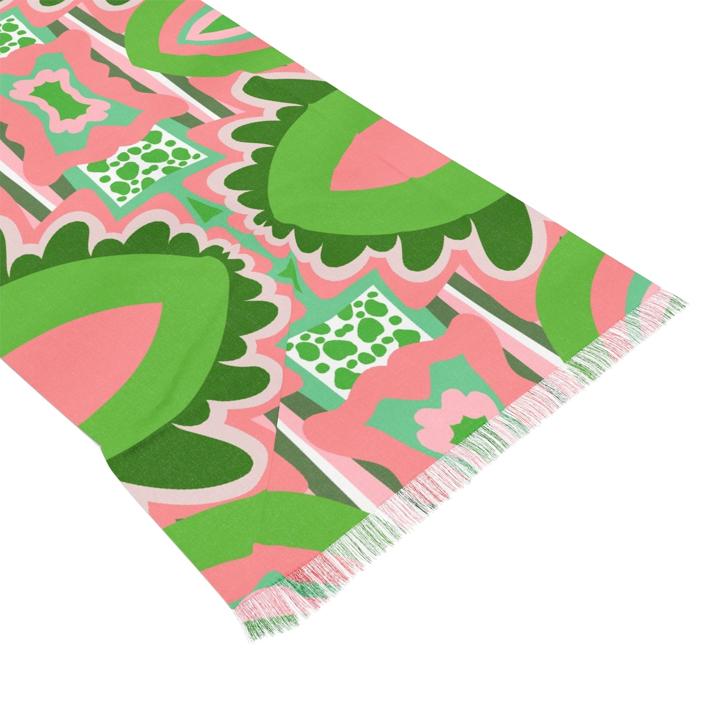 Pink & Green Clovers Design- Light Scarf