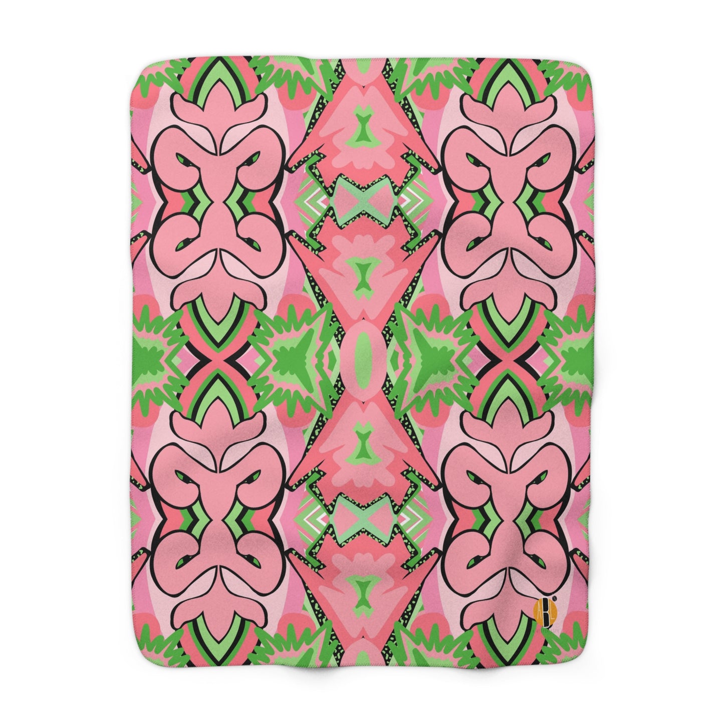 Pink and Green Delight Design- Sherpa Blanket