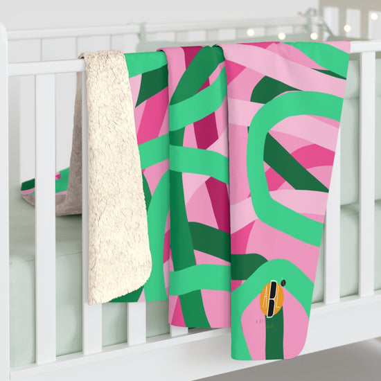 Pink and Green Changing Lines Design- Sherpa Blanket