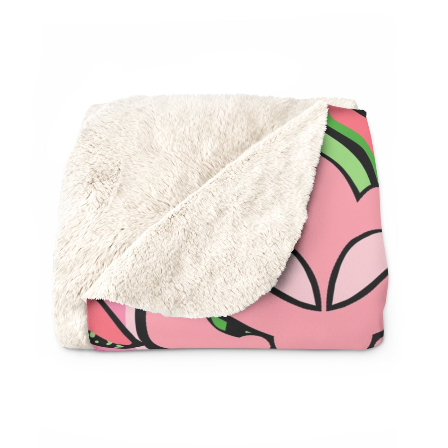 Pink and Green Delight Design- Sherpa Blanket