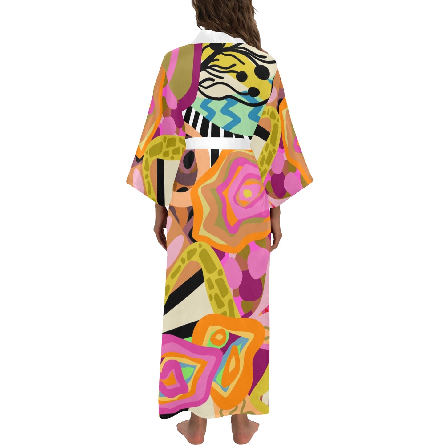 Essence of Abeille- Long Kimono Robe (with white)