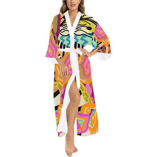 Essence of Abeille- Long Kimono Robe (with white)